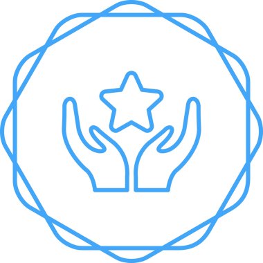 Eller simgesi olan yıldız, başarı konsepti vektör çizimi