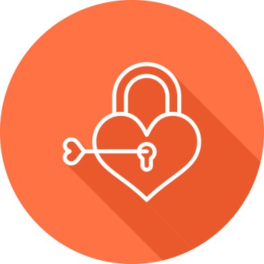 Aşk kilit simgesi. düz tasarım biçimi.