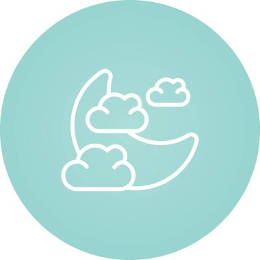 Ay ve bulutların vektör illüstrasyonu web simgesi