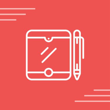 Kalem simgesi olan tabletin vektör illüstrasyonu