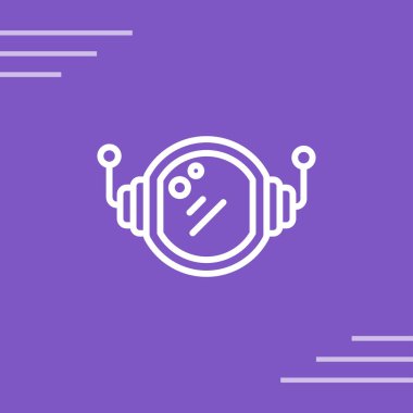 Astronot ya da kozmonot kask ikonu vektör çizimi. Beyaz üzerine izole edilmiş bilim alanı galaksisinin basit etiket logosu.