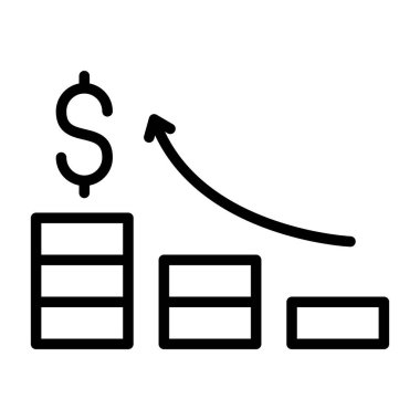 Bozuk para simgesi ve vektör illüstrasyonlu bar tablosu