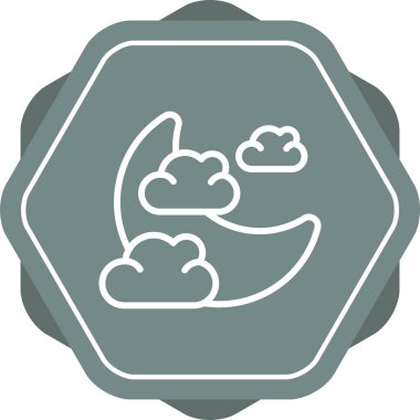 Ay ve bulutların vektör illüstrasyonu web simgesi