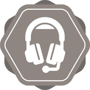 Mikrofon ikonlu kulaklıklar. Beyaz arkaplanda Düz Kulaklık İşareti