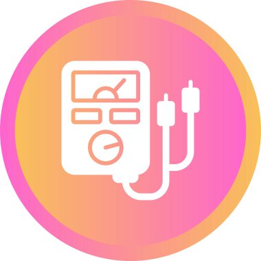 Analog çoklu metre çizgi simgesi, test edici, ölçüm aracı beyaz arkaplanda izole edilmiş basit bir şekilde. Akım, direnç, voltaj ölçümü. Beyaz üzerine izole edilmiş basit biçimdeki vektör işareti