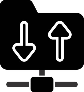 FTP sunucu simgesi, vektör illüstrasyonu. İzole edilmiş ftp veri sembolü. FTP transfer protokolü konsepti. 