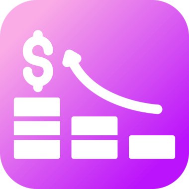 Bozuk para simgesi ve vektör illüstrasyonlu bar tablosu