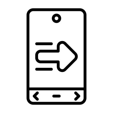 Sağ oklu cep telefonu. Web simgesi vektör tasarımı