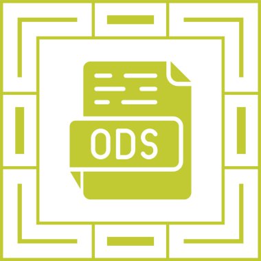 Siyah dolgu dizaynlı Ods dosya simgesi. vektör illüstrasyonu.