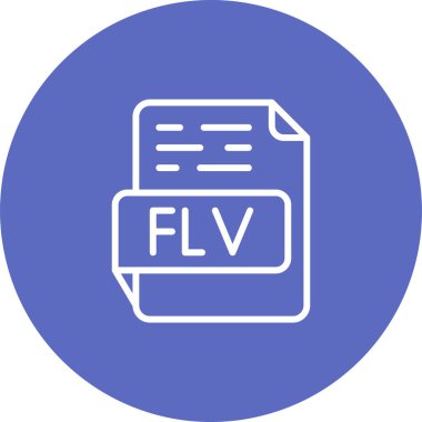 FLV file icon. Flat file extension. Video format symbol. Vector illustration.  clipart