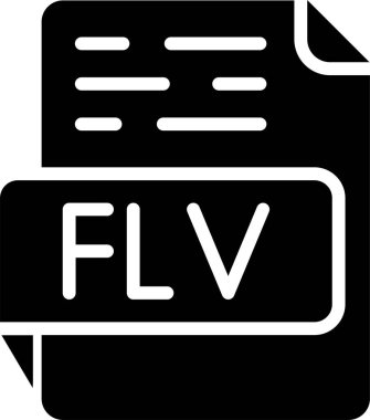 FLV dosya simgesi. Düz dosya uzantısı. Video biçimi sembolü. Vektör illüstrasyonu. 