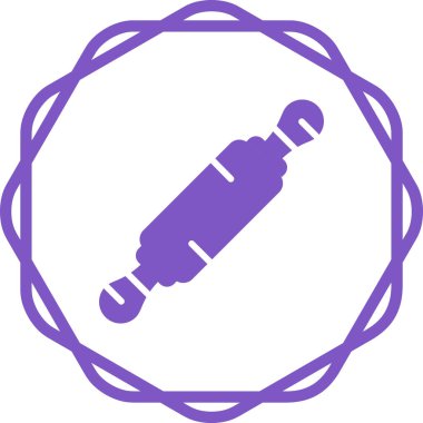 Rolling Pin Simgesi, Resim Çizgisi Sanat Tasarımı, Beyaz Arkaplanda Vektör 