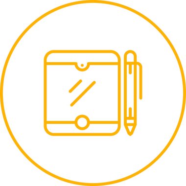 Kalem simgesi olan tabletin vektör illüstrasyonu