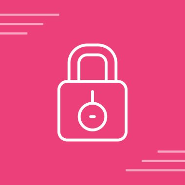 Pembe arka planda siyah çizgi kilit simgesi izole edildi. Kilit işareti. Güvenlik, güvenlik, koruma, gizlilik kavramı. vektör illüstrasyonu