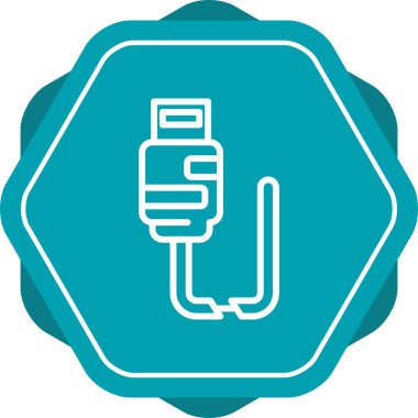 Kırık Kablo ağ simgesi, basit vektör illüstrasyonu