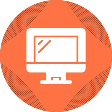 İzole edilmiş beyaz arkaplanda bilgisayar düz ekran monitörü. Vektör hisse senedi çizimi. İş için elektronik ekipman. Simgeyi izle.