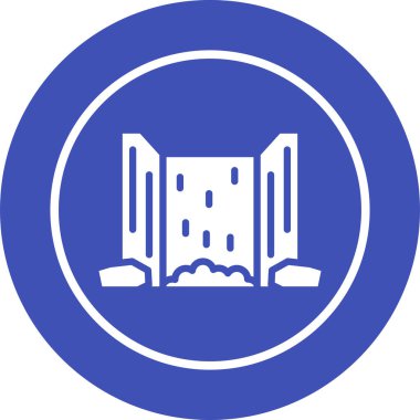 Şelale doğa simgesi, vektör illüstrasyonu