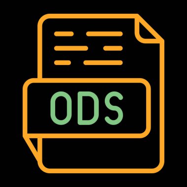 Siyah dolgu dizaynlı Ods dosya simgesi. vektör illüstrasyonu.