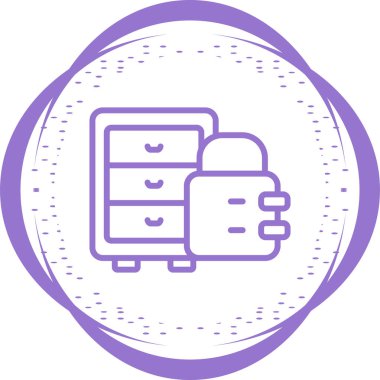 Mobilya dolabı ikonu. Mutfak ya da banyo dolabı tabelası. İş yeri dosya depolama çelik kabin vektör sembolü.