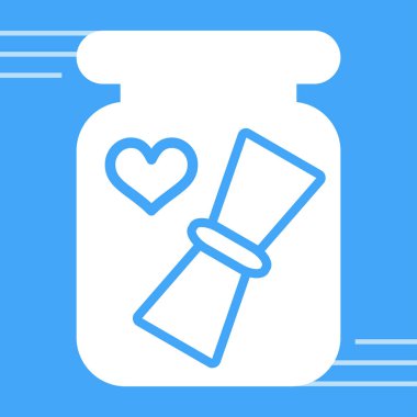 Bir şişe ikonunda aşk mektubu, vektör illüstrasyonu 