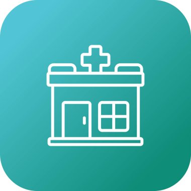Hastane web binası simgesi basit illüstrasyon