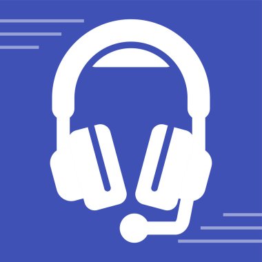 Mikrofon ikonlu kulaklıklar. Beyaz arkaplanda Düz Kulaklık İşareti