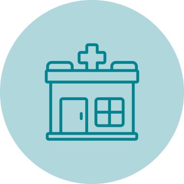 Hastane web binası simgesi basit illüstrasyon