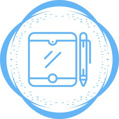 Kalem simgesi olan tabletin vektör illüstrasyonu
