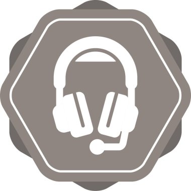 Mikrofon ikonlu kulaklıklar. Beyaz arkaplanda Düz Kulaklık İşareti