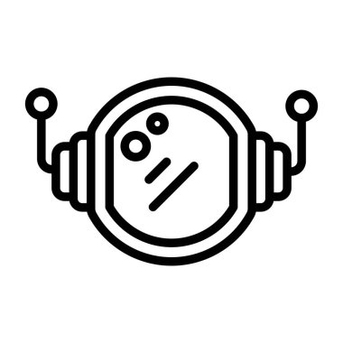 Astronot ya da kozmonot kask ikonu vektör çizimi. Beyaz üzerine izole edilmiş bilim alanı galaksisinin basit etiket logosu.