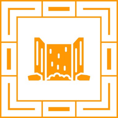 Şelale doğa simgesi, vektör illüstrasyonu