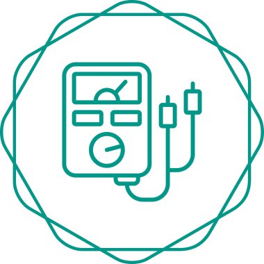 Analog çoklu metre çizgi simgesi, test edici, ölçüm aracı beyaz arkaplanda izole edilmiş basit bir şekilde. Akım, direnç, voltaj ölçümü. Beyaz üzerine izole edilmiş basit biçimdeki vektör işareti