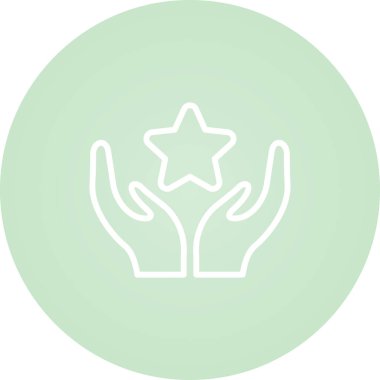 Eller simgesi olan yıldız, başarı konsepti vektör çizimi