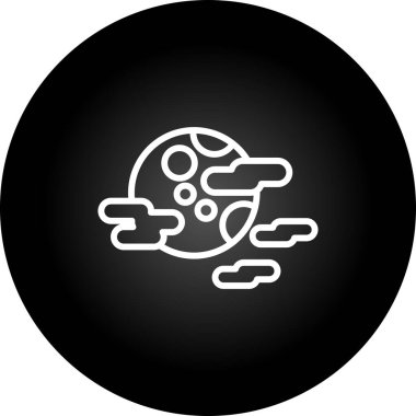 Bulutlu Gece. Web simgesi basit illüstrasyon