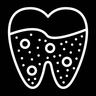 Diş kalkülüs çizgisi simgesi. Tatar, diş eti iltihabı. Vektör illüstrasyonu