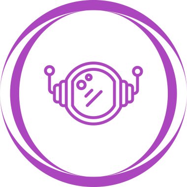 Astronot ya da kozmonot kask ikonu vektör çizimi. Beyaz üzerine izole edilmiş bilim alanı galaksisinin basit etiket logosu.