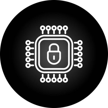 Kilit simgesi olan çip, vektör çizimi basit tasarım