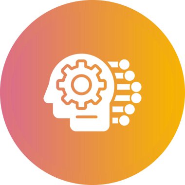 Makine öğrenme çizgisi simgesi, vektör illüstrasyonu 