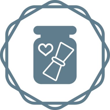 Bir şişe ikonunda aşk mektubu, vektör illüstrasyonu 