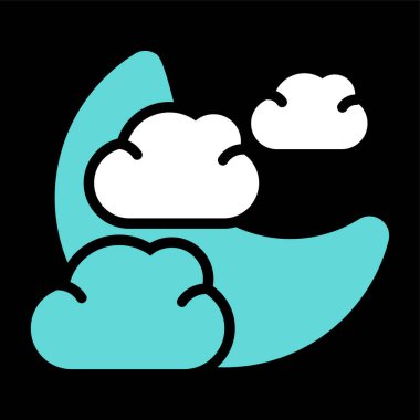 Ay ve bulutların vektör illüstrasyonu web simgesi