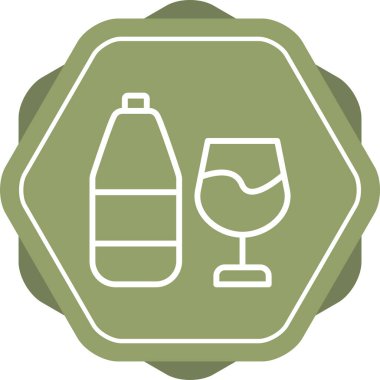 Şarap kadehi ve şişe. Basit web tasarımı illüstrasyonu