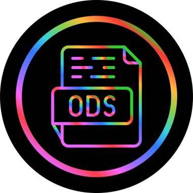 Siyah dolgu dizaynlı Ods dosya simgesi. vektör illüstrasyonu.