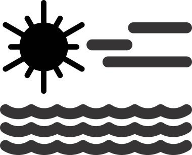 Güneş ve okyanus ikonu vektör illüstrasyonu 