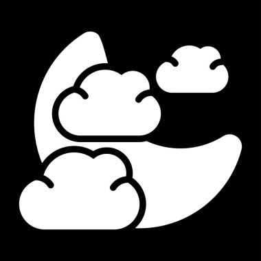 Ay ve bulutların vektör illüstrasyonu web simgesi