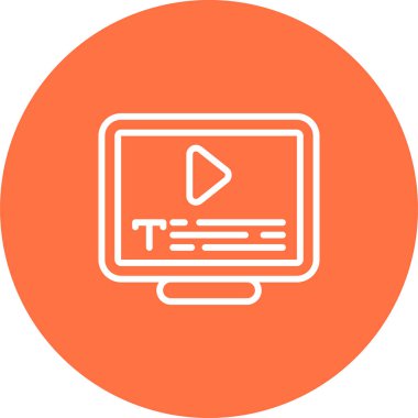 altyazı simgesi. Beyaz arkaplanda izole edilmiş doğrusal biçim işareti. Vektör illüstrasyonu.