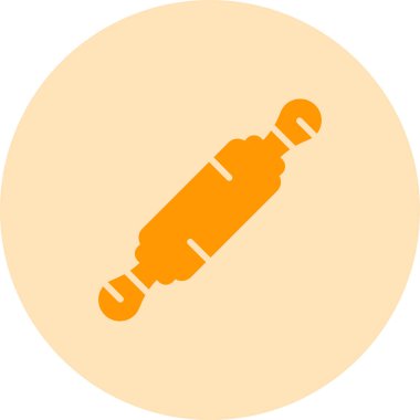 Rolling Pin Simgesi, Resim Çizgisi Sanat Tasarımı, Beyaz Arkaplanda Vektör 