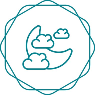 Ay ve bulutların vektör illüstrasyonu web simgesi