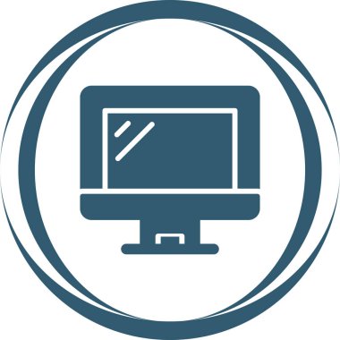 İzole edilmiş beyaz arkaplanda bilgisayar düz ekran monitörü. Vektör hisse senedi çizimi. İş için elektronik ekipman. Simgeyi izle.