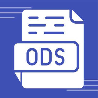 Siyah dolgu dizaynlı Ods dosya simgesi. vektör illüstrasyonu.