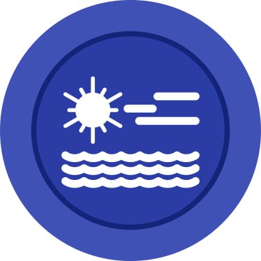 Güneş ve okyanus ikonu vektör illüstrasyonu 